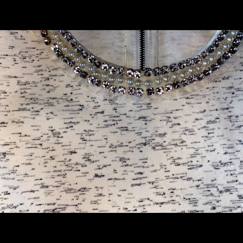 Gray and white dress